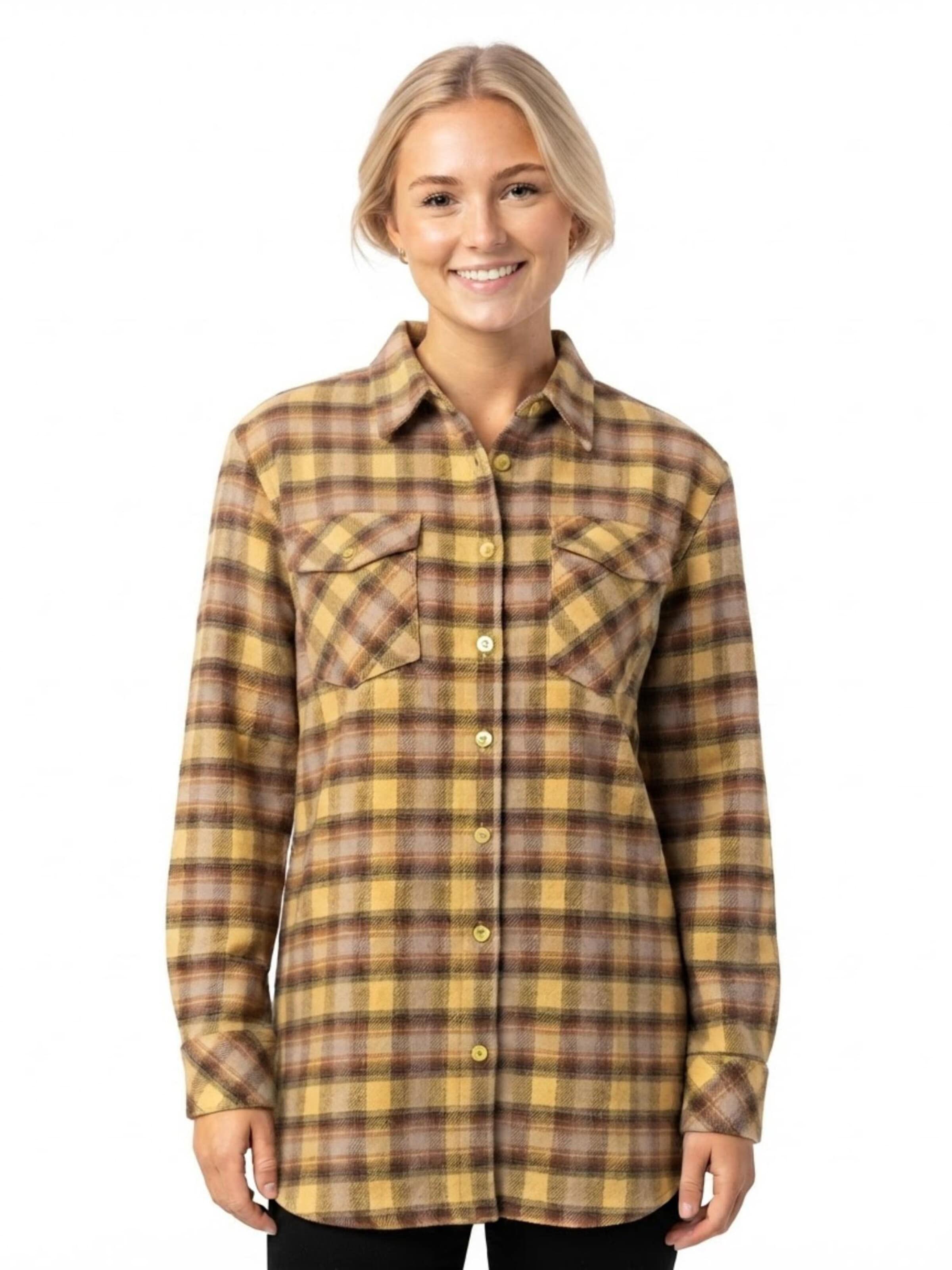 Chemisier 'Women's flannel shirt with 4 Pockets' Radwa en jaune