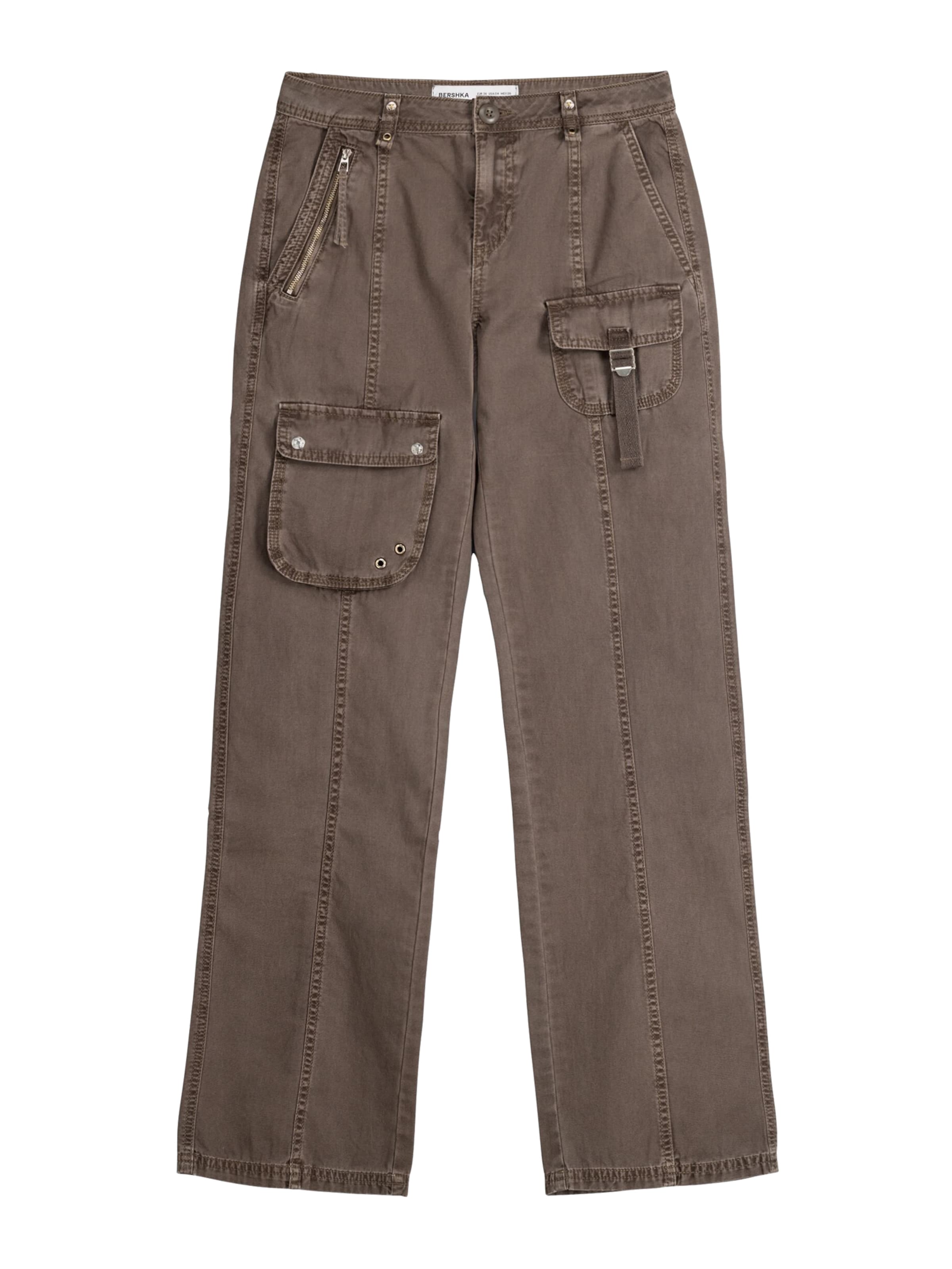 Bershka Loosefit Nadrág - bézs: elől