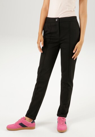 Aniston CASUAL Slim fit Pleated Pants in Black: front