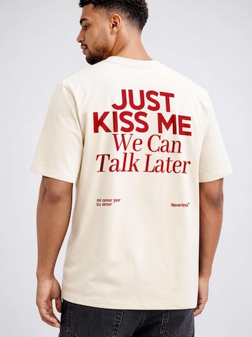 Neverless Shirt 'just kiss me' in Beige