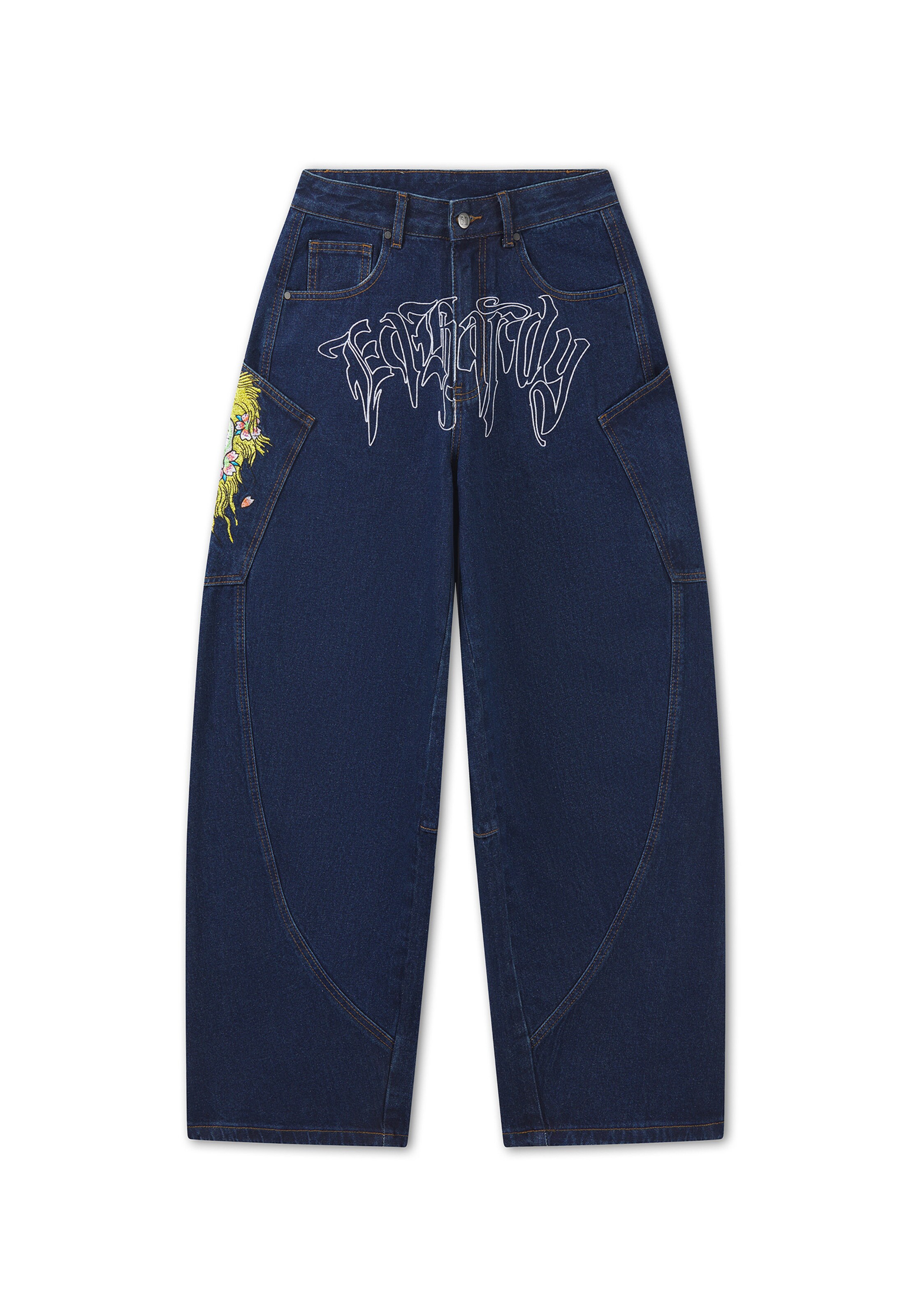 Ed Hardy Lużny krój Jeansy 'Gothic Skull' w kolorze niebieski: przód