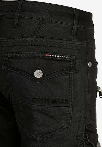 CIPO & BAXX Regular Cargo Pants 'Worked' in Black
