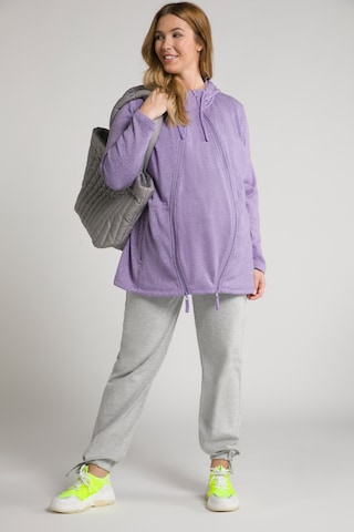 Ulla Popken Zip-Up Hoodie in Purple