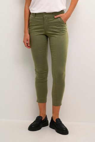 Kaffe Slimfit Lærredsbukser 'Lea' i grøn: forside
