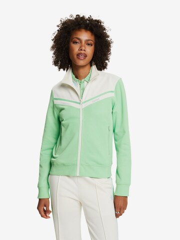 ESPRIT Athletic Zip-Up Hoodie in Green: front