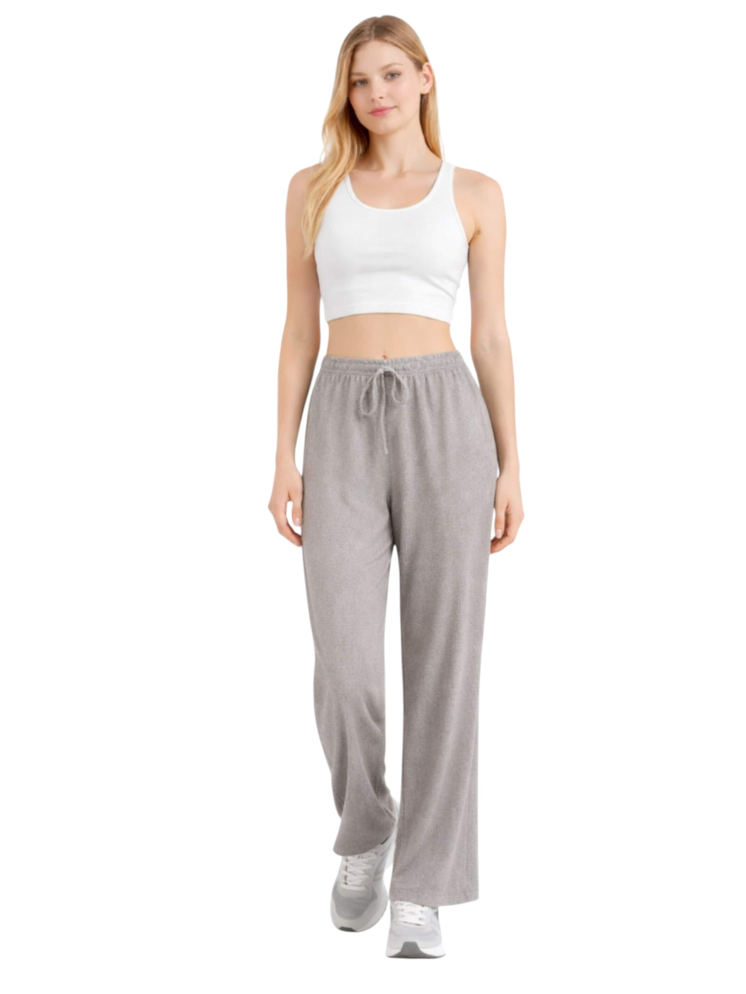 fashionshowcase Wide leg Broek 'FLORYN – Palazzohose Crinkle' in Grijs