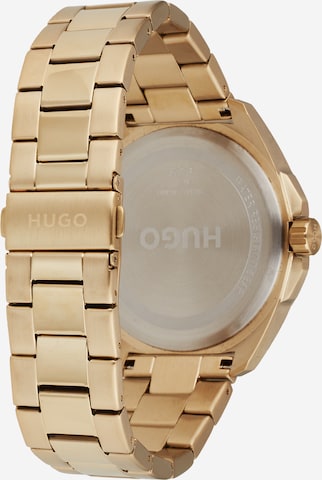 HUGO Red Analog Watch in Gold