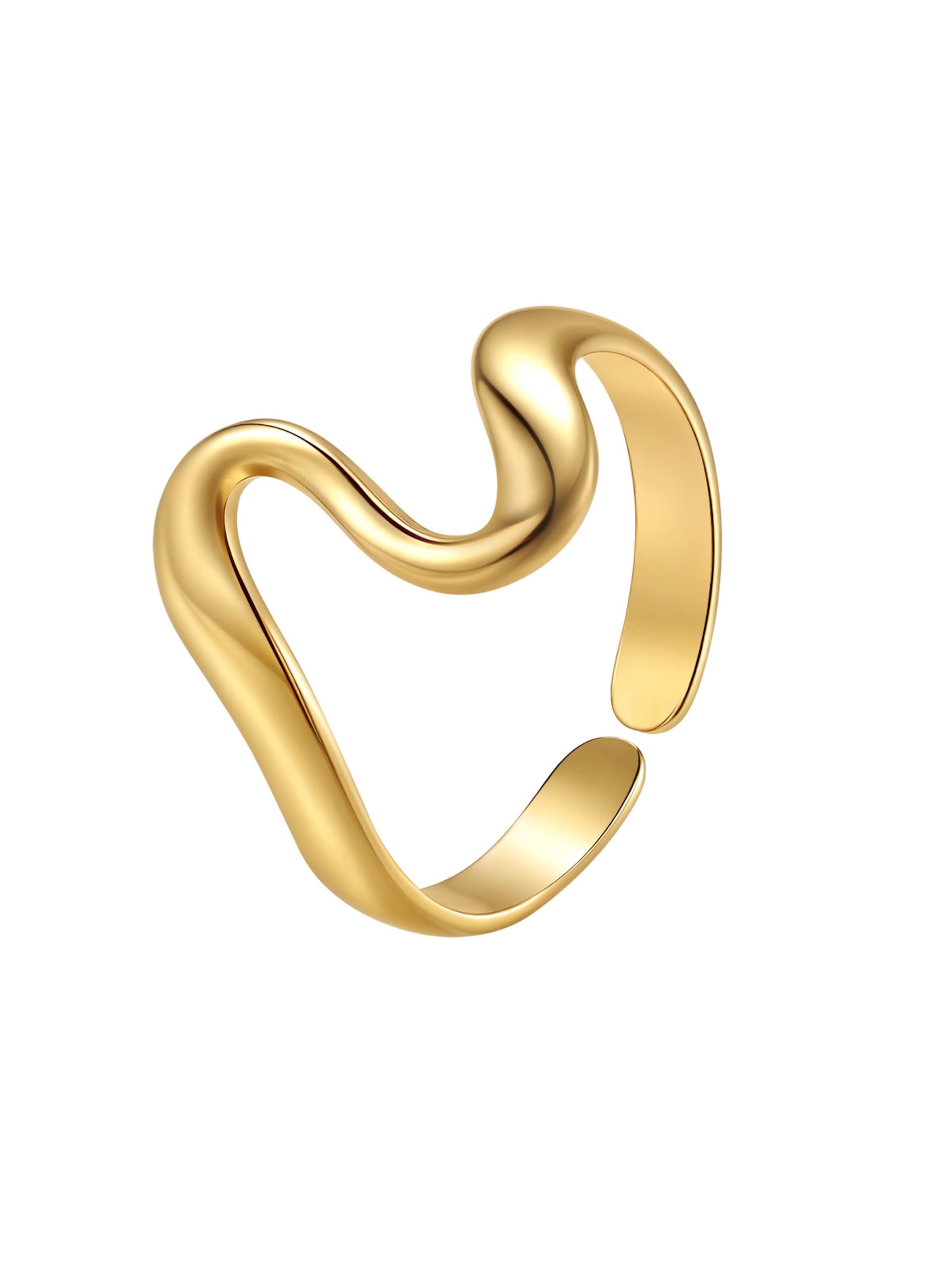 Hey Happiness Ring 'Fluid Heart' in Goud: voorkant