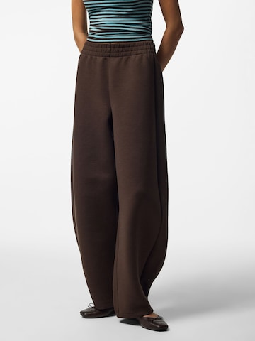 PIECES Wide leg Trousers 'BUCUBA' in Brown: front