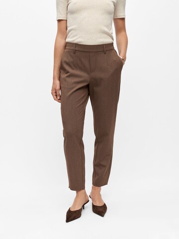 OBJECT Slim fit Pleat-front trousers 'OBJLisa' in Brown: front