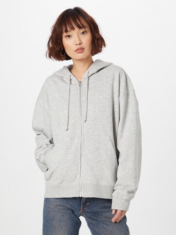 WEEKDAY Zip-Up Hoodie in Grey: front