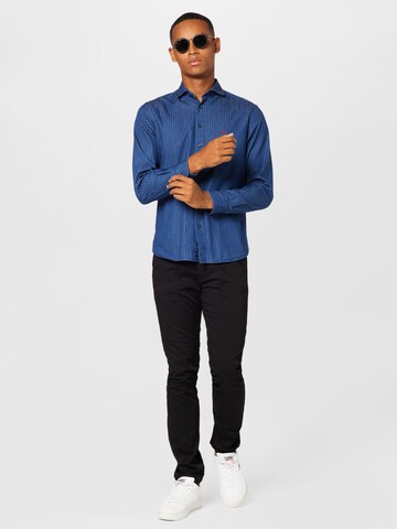 FYNCH-HATTON Regular fit Button Up Shirt in Blue