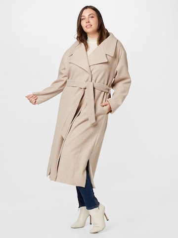 ABOUT YOU Curvy Between-Seasons Coat 'Jara' in Beige: front