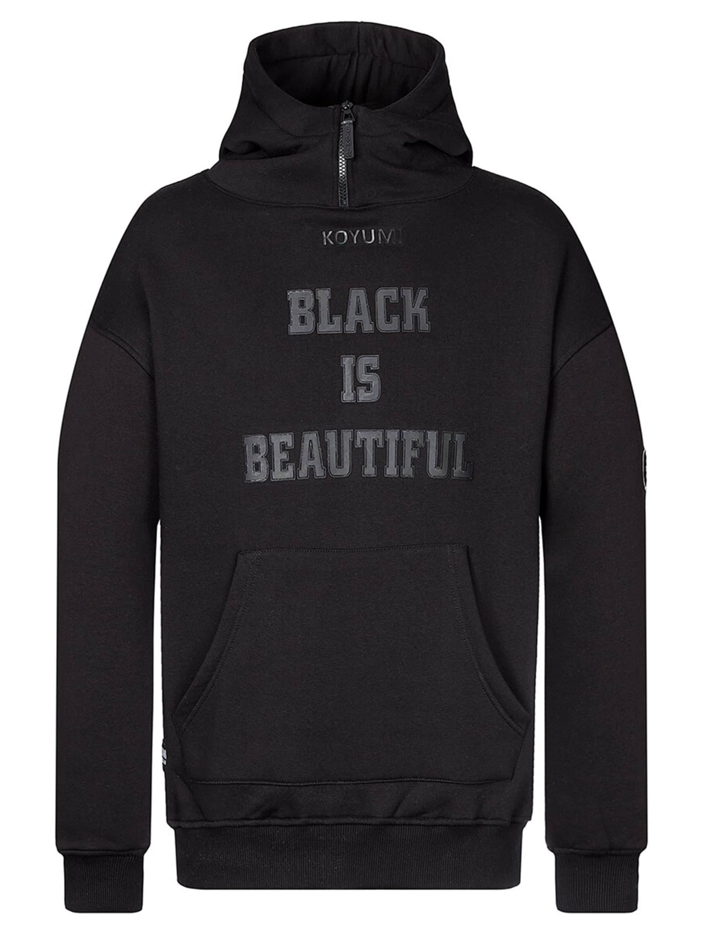 Koyumi - Sudadera 'Oversize Hoodie mit Zipper & Print – 3-Faden Stoff - Warm 'Yasin Says'' en negro: frente