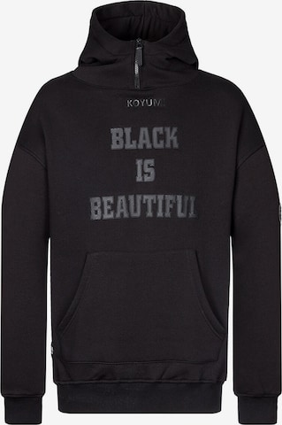 Sweat-shirt 'Oversize Hoodie mit Zipper & Print – 3-Faden Stoff - Warm 'Yasin Says'' Koyumi en noir : devant