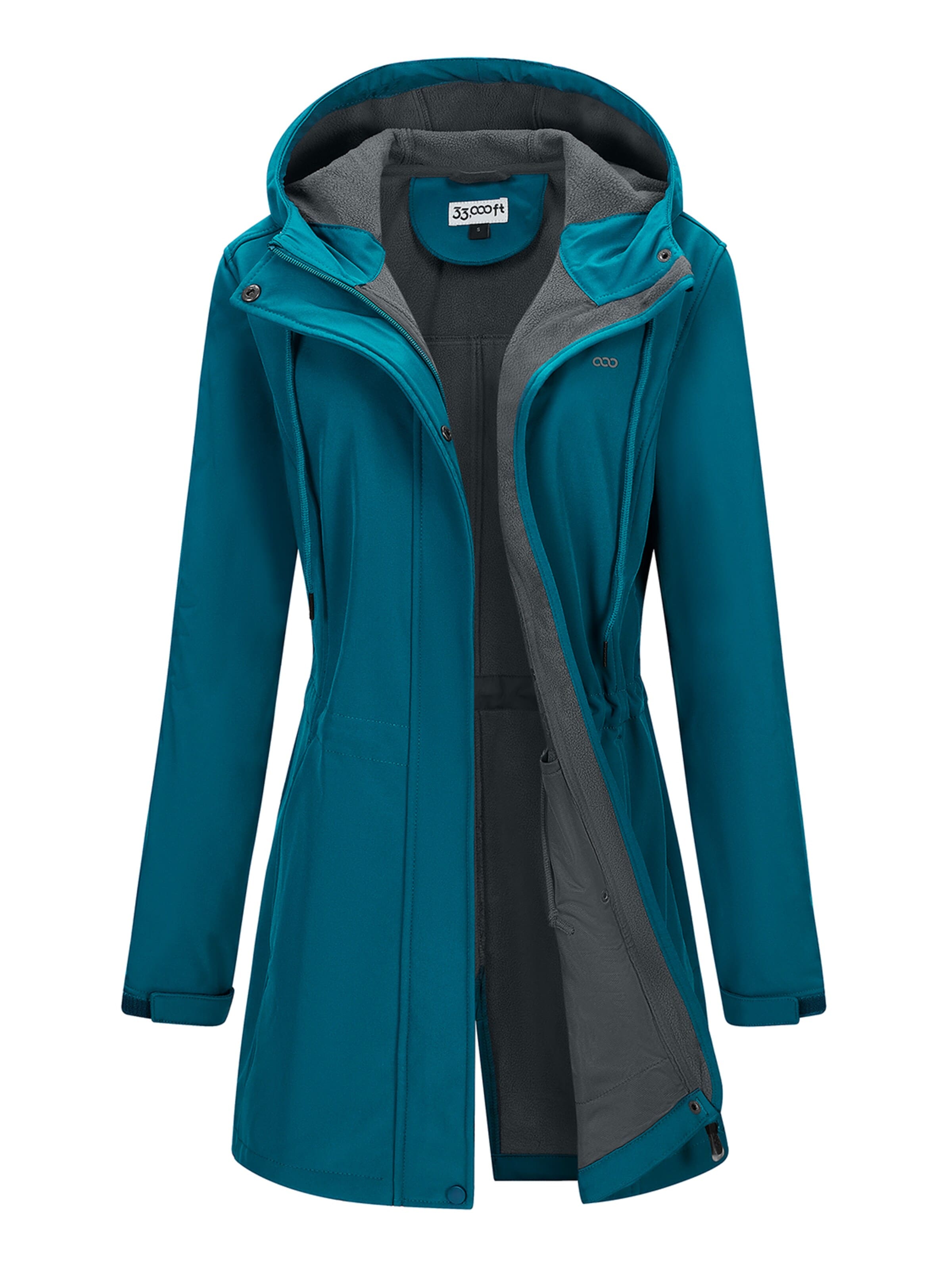 33,000ft Performance Jacket '33,000ft Women's Softshell Hood Long Jacket' in Green: front