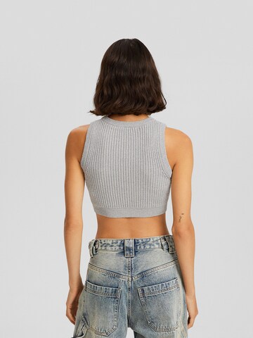 Bershka Knitted Top in Silver