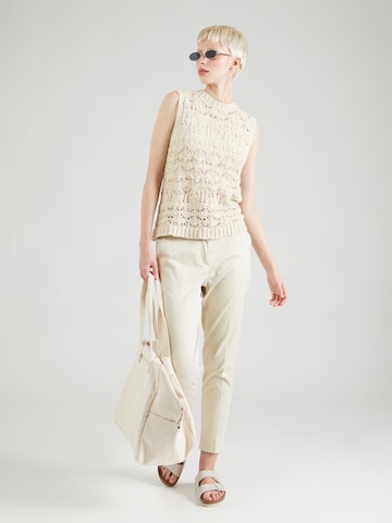 Sisley Slim fit Trousers with creases in Beige