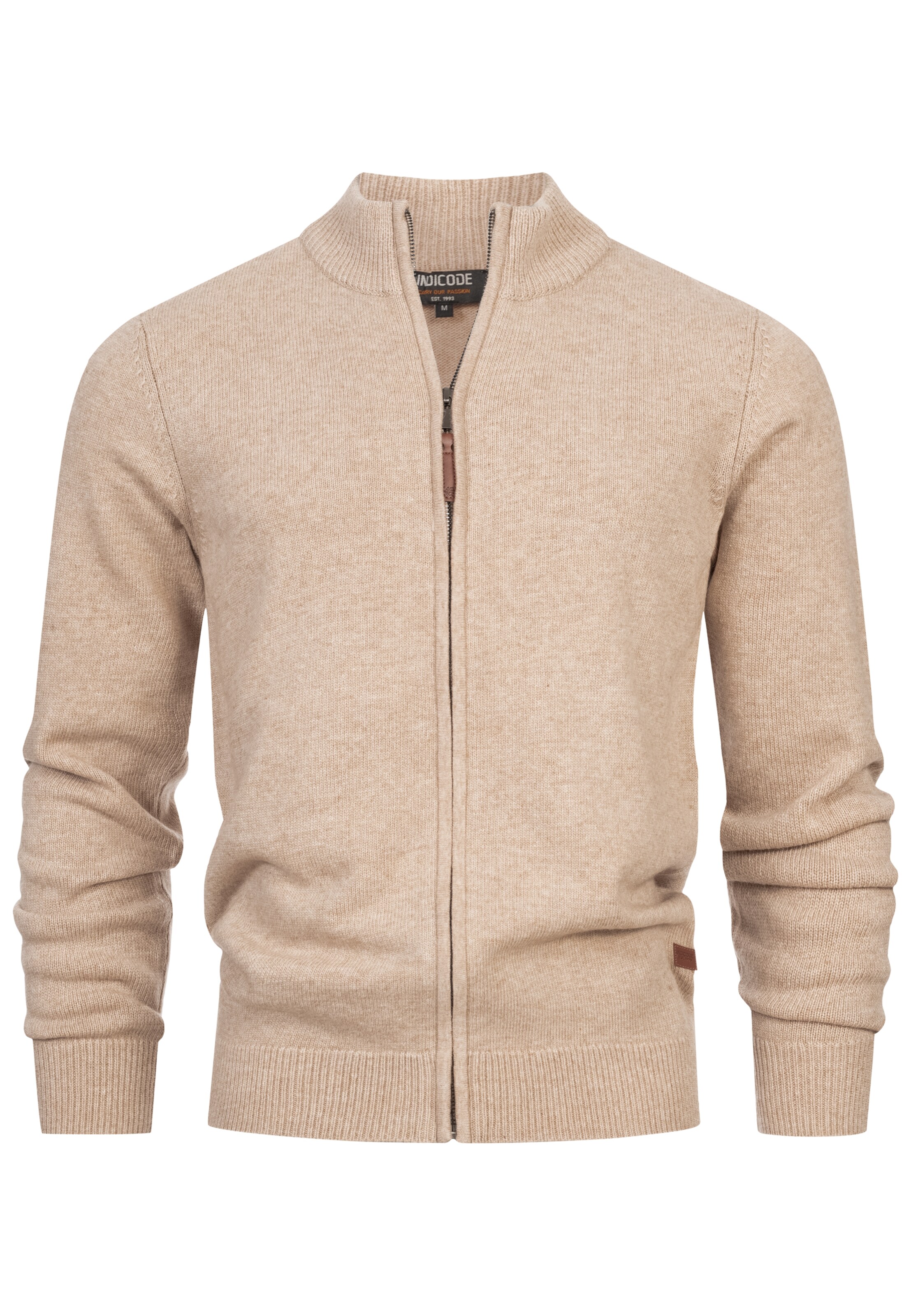 INDICODE JEANS Knit Cardigan in Beige: front