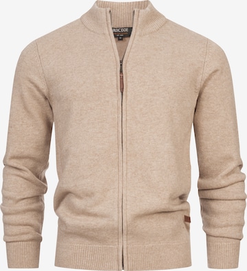 INDICODE JEANS Knit cardigan in Beige: front