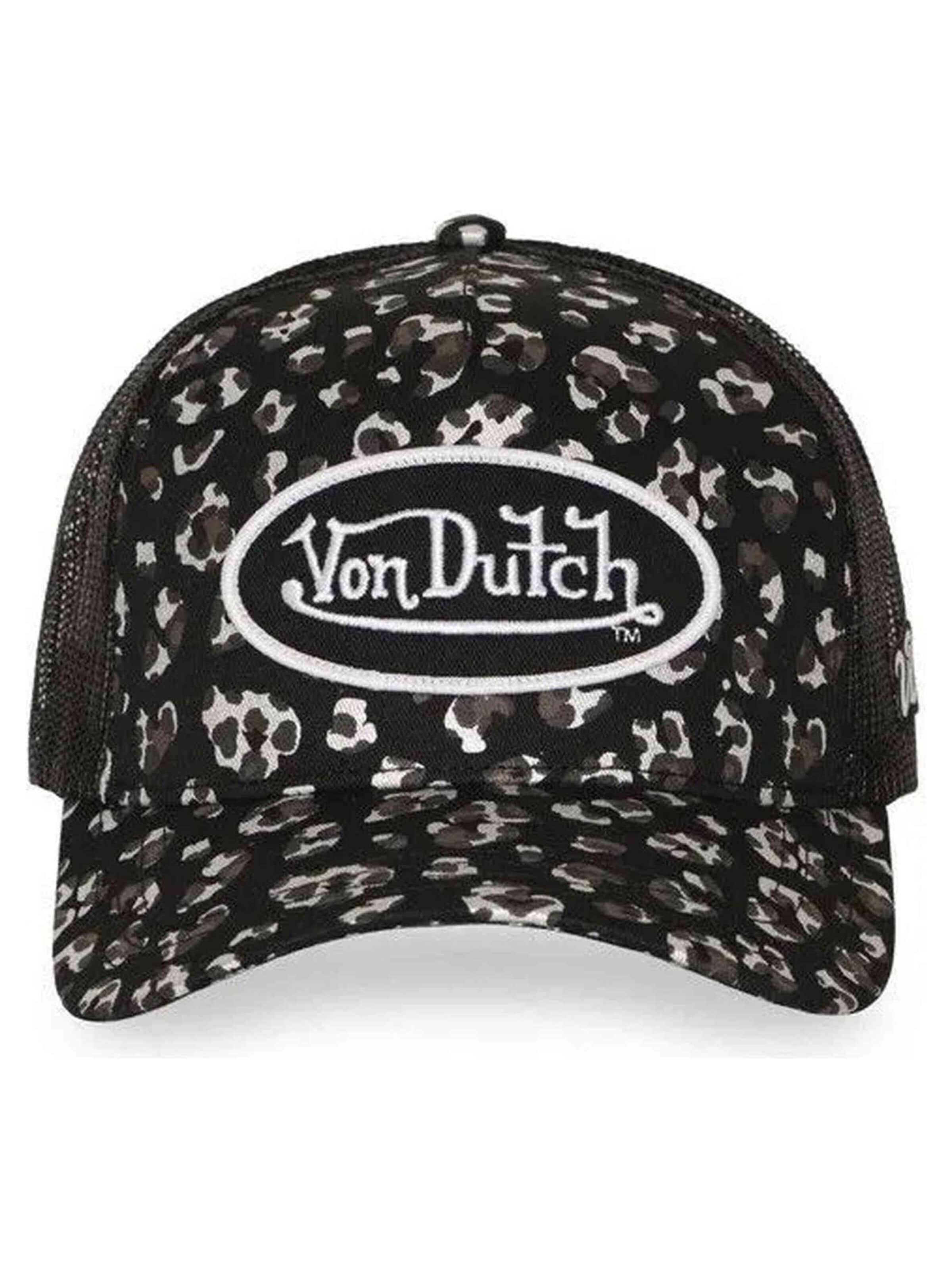 Von Dutch Pet 'Gorra von dutch negra leopard foil trucker cap' in Zwart: voorkant