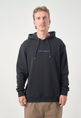 Cleptomanicx Sweatshirt 'Classic Hooded Embrace' in Schwarz: Vorderseite