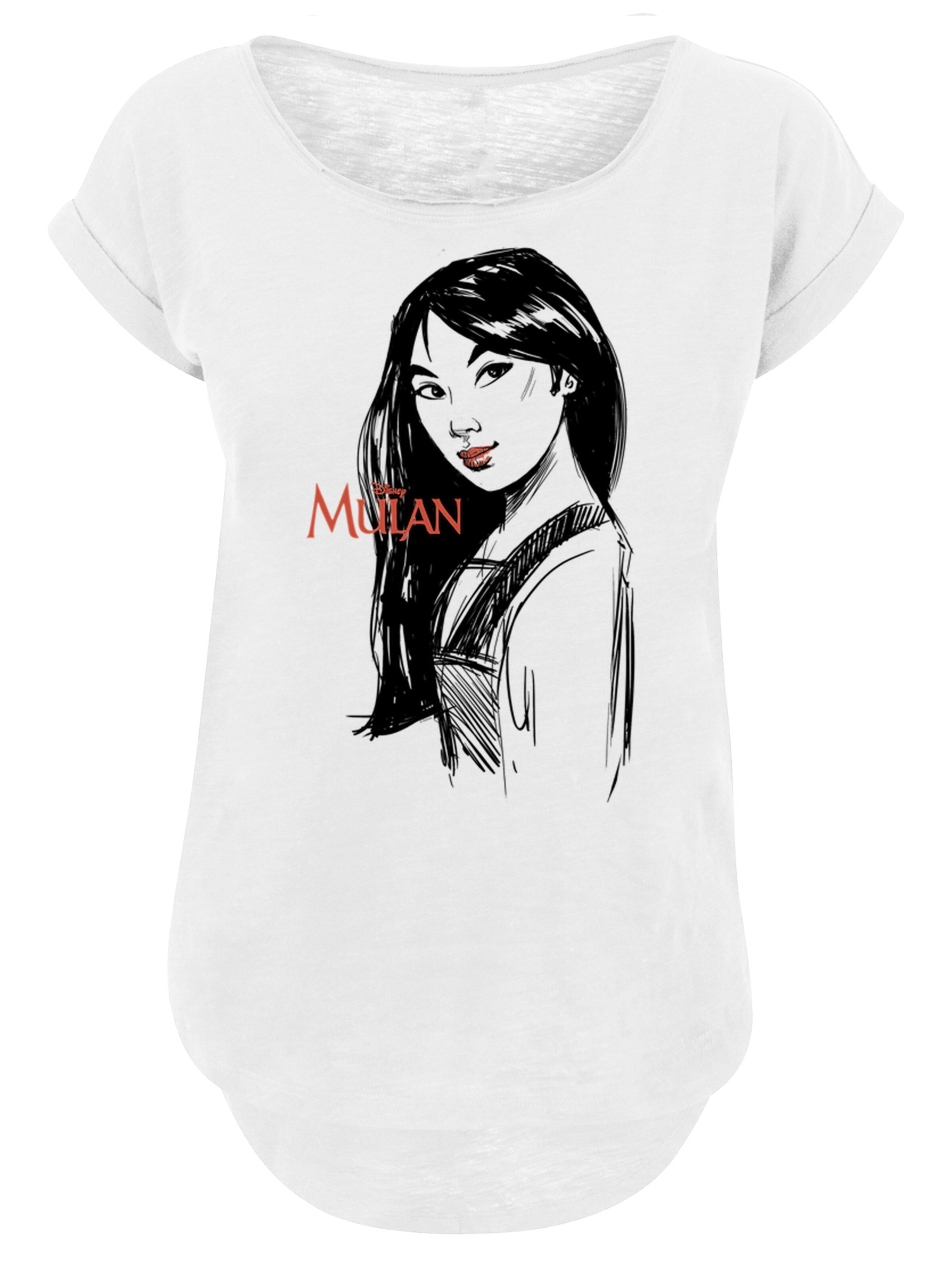 F4NT4STIC Shirt 'Mulan Sketch' in Wit: voorkant