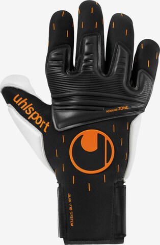 UHLSPORT Athletic Gloves in Black: front