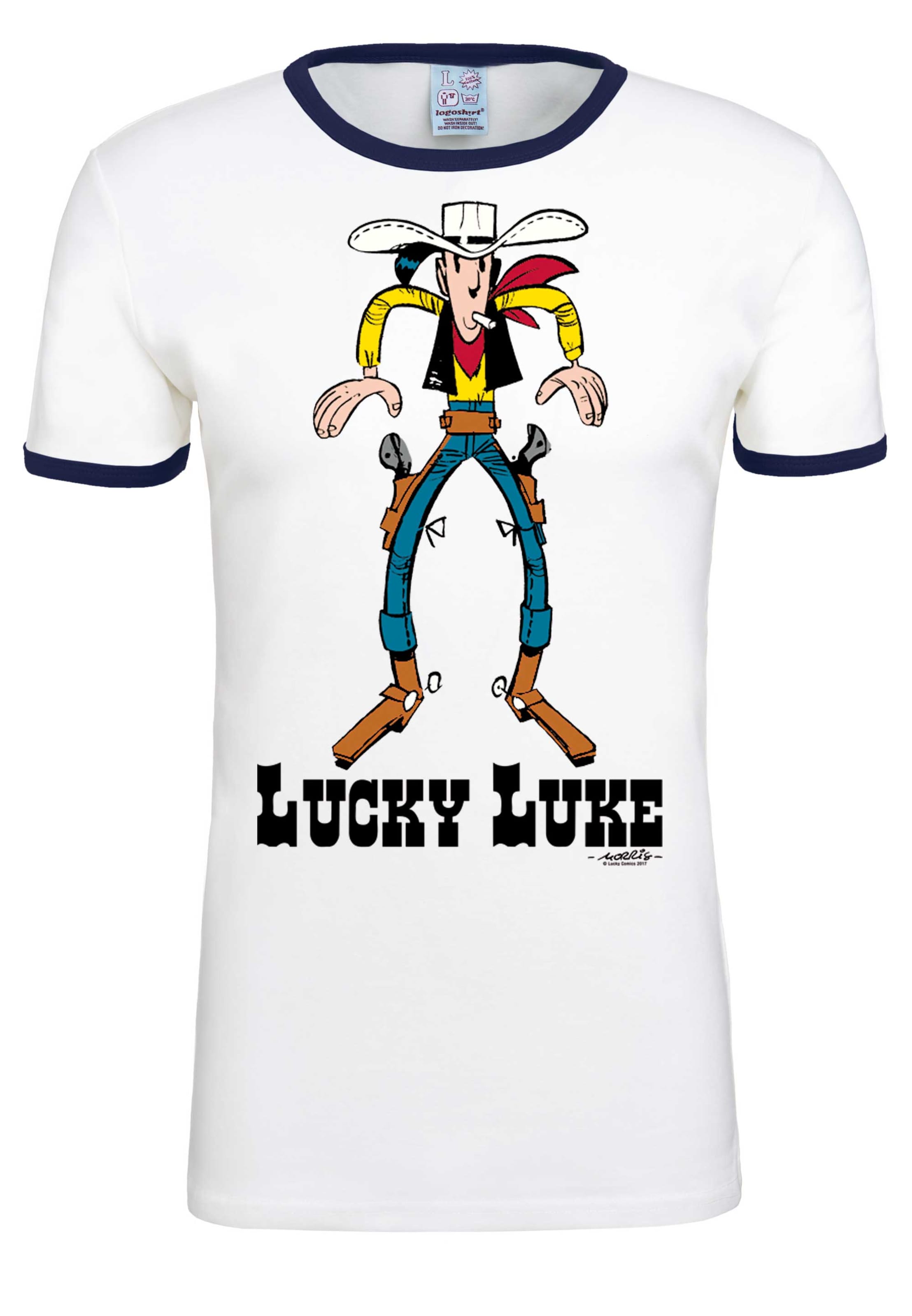 LOGOSHIRT Shirt 'Lucky Luke' in Wit: voorkant