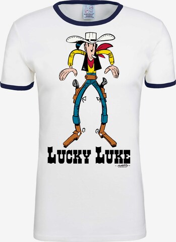 LOGOSHIRT T-Shirt 'Lucky Luke' in Weiß: predná strana