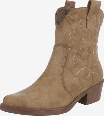 Ital-Design Cowboystiefel in Braun: Vorderseite