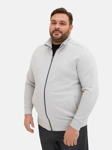 TOM TAILOR Men + Zip-Up Hoodie in Grey: front