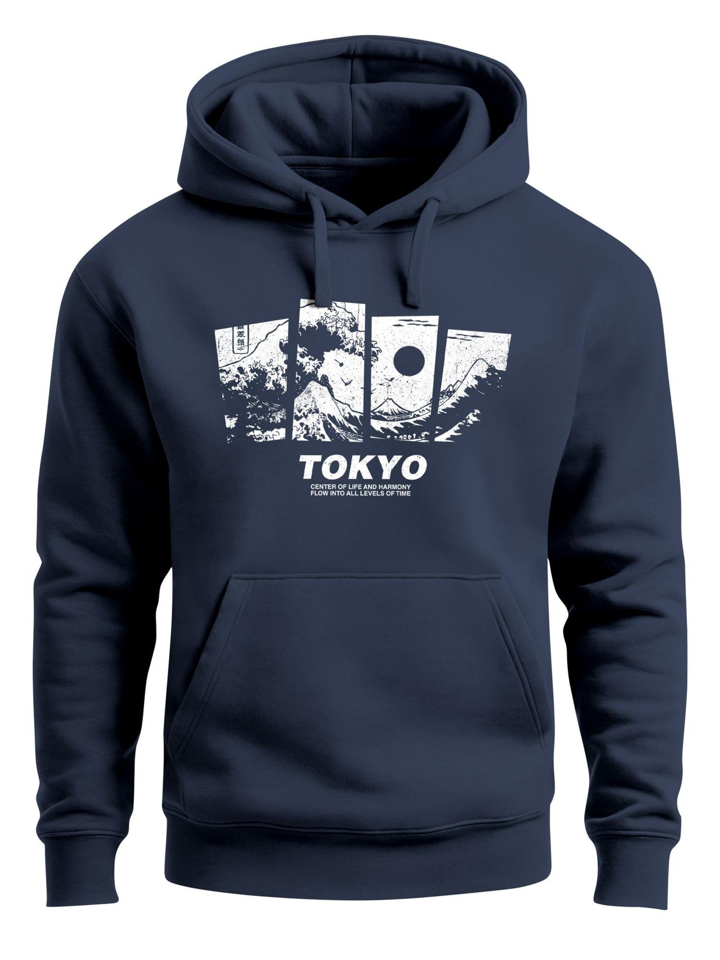 Neverless Sweatshirt 'Tokyo Wave' in Blue: front
