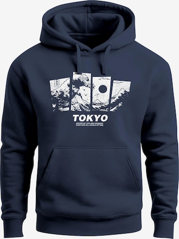 Neverless Sweatshirt 'Tokyo Wave' in Blau: Vorderseite