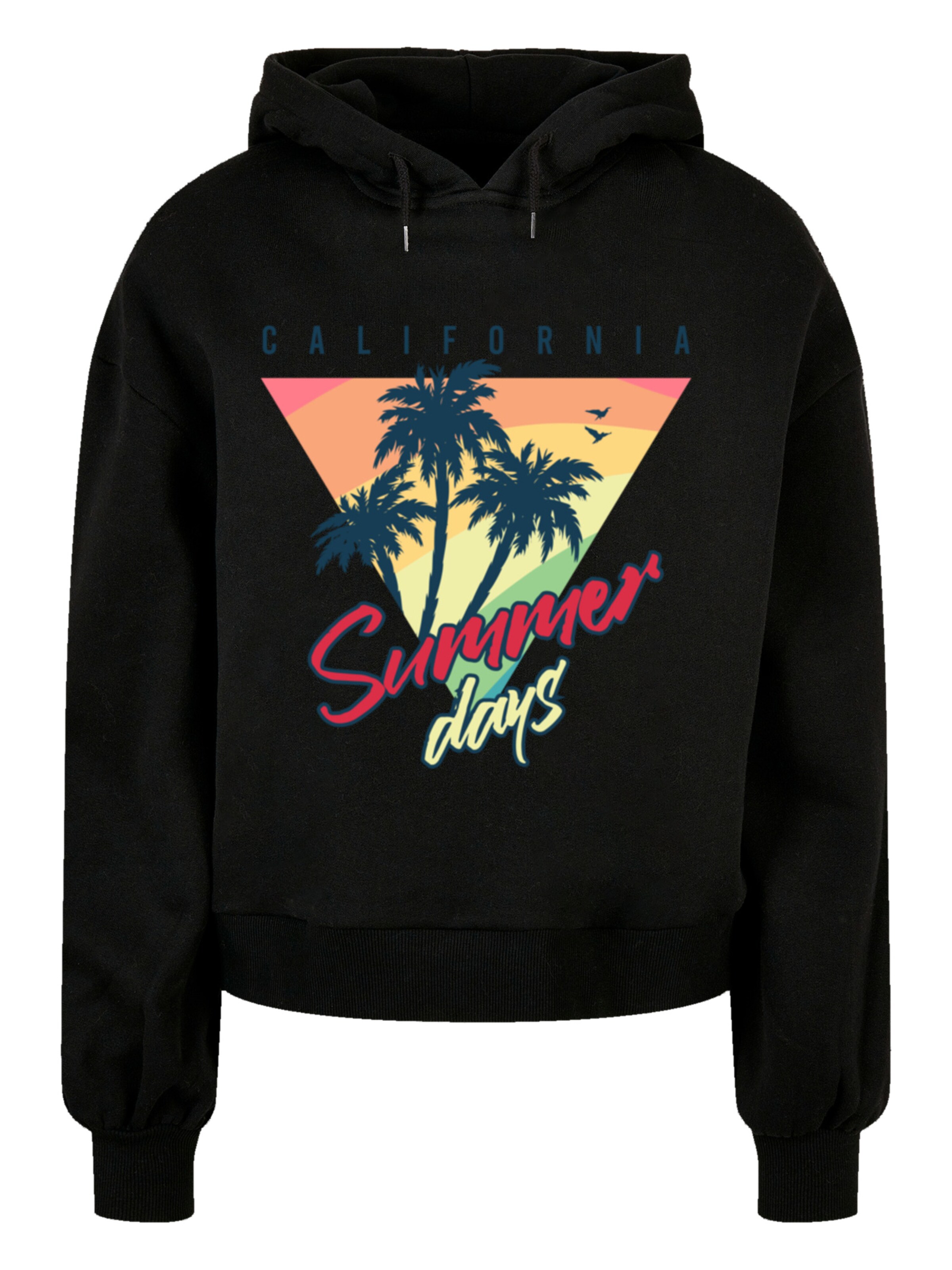 F4NT4STIC Sweatshirt 'California Palmen Retro' in Zwart: voorkant