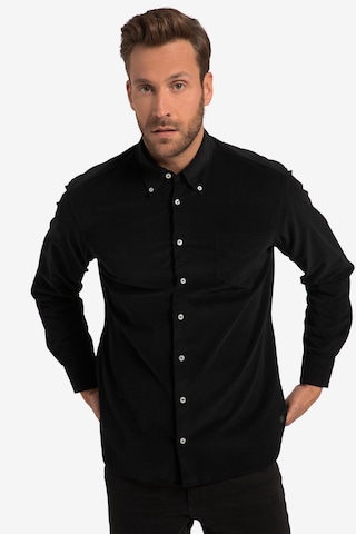 JP1880 Regular fit Overhemd in Zwart: voorkant