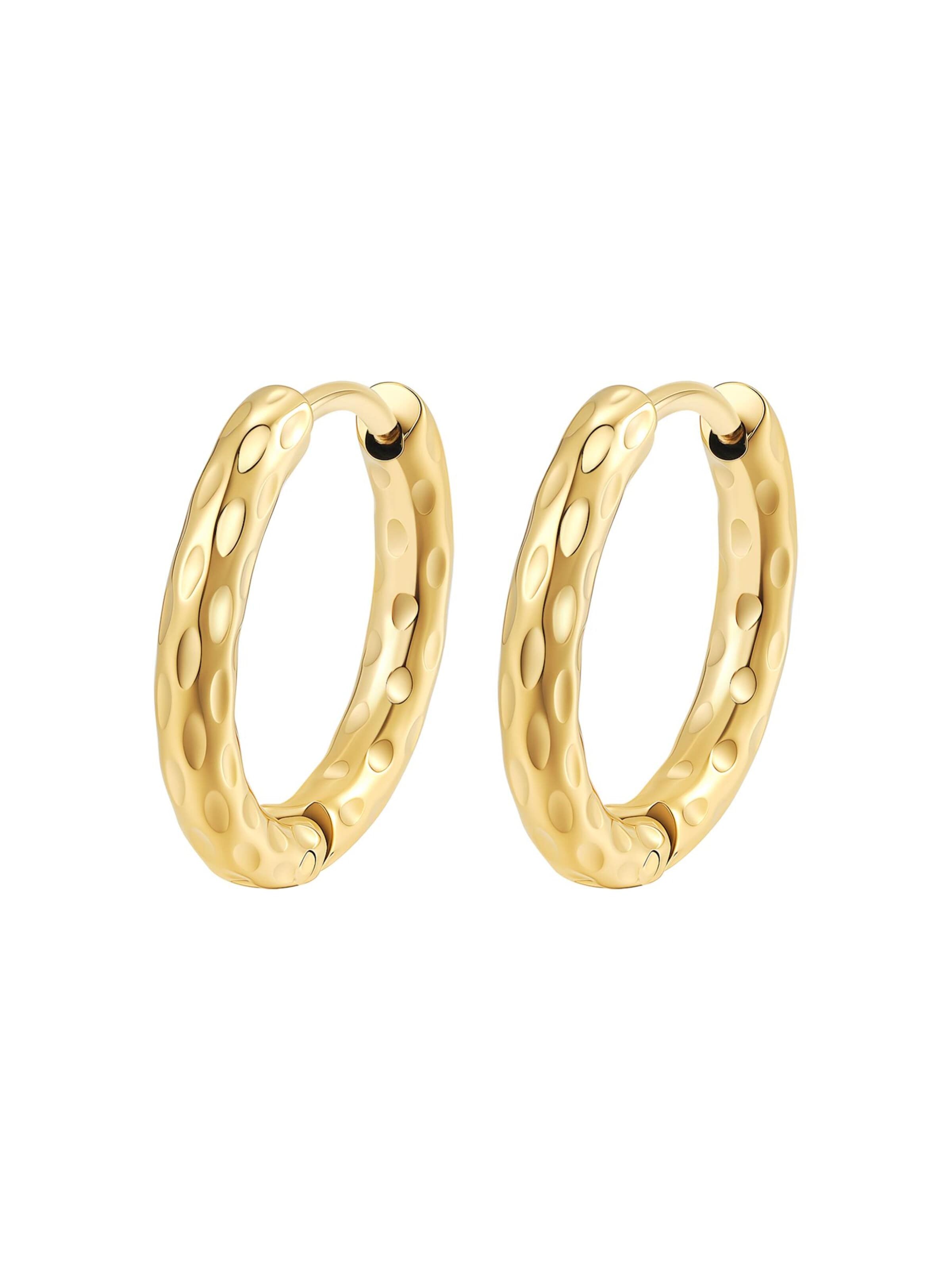 Hey Happiness Oorbellen 'Molten Texture Hoop' in Goud: voorkant