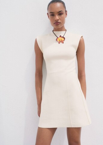 MANGO Knitted dress 'Domino' in Beige: front