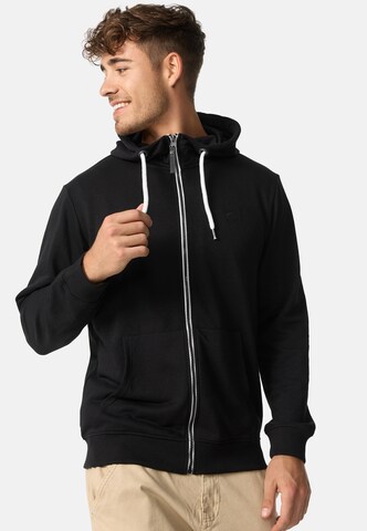 INDICODE JEANS Zip-Up Hoodie 'Christos' in Black: front