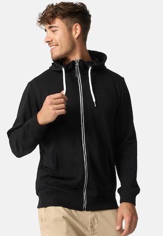 INDICODE JEANS Zip-Up Hoodie 'Christos' in Black: front