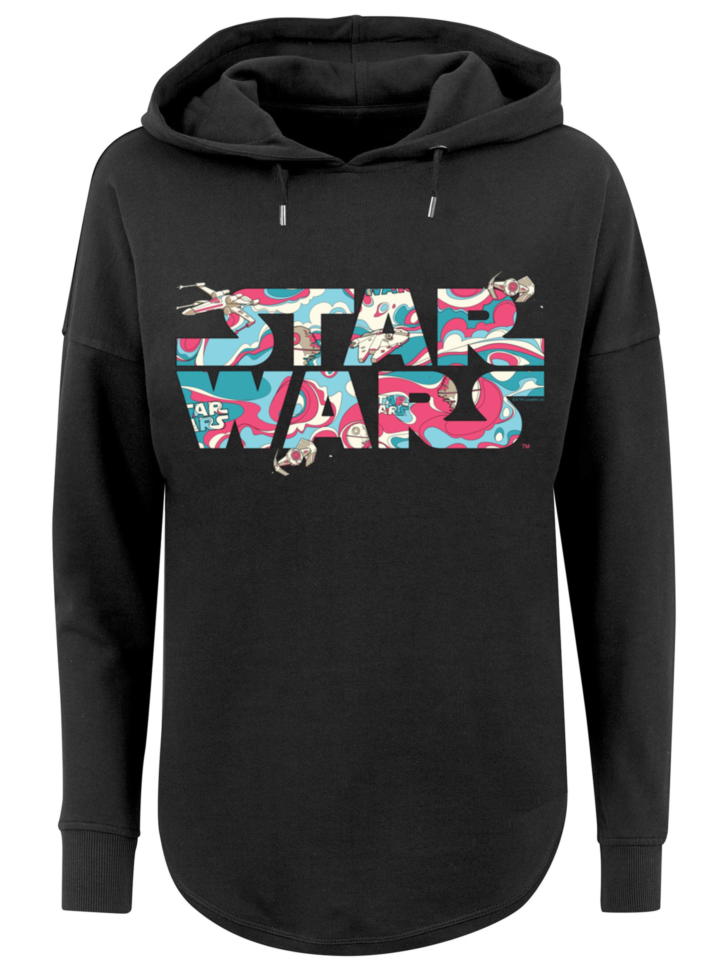 F4NT4STIC Sweatshirt 'Star Wars Wavy Ship' in Zwart: voorkant