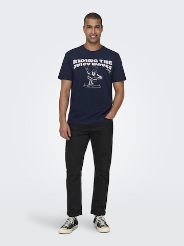 T-Shirt 'KIM' Only & Sons en bleu