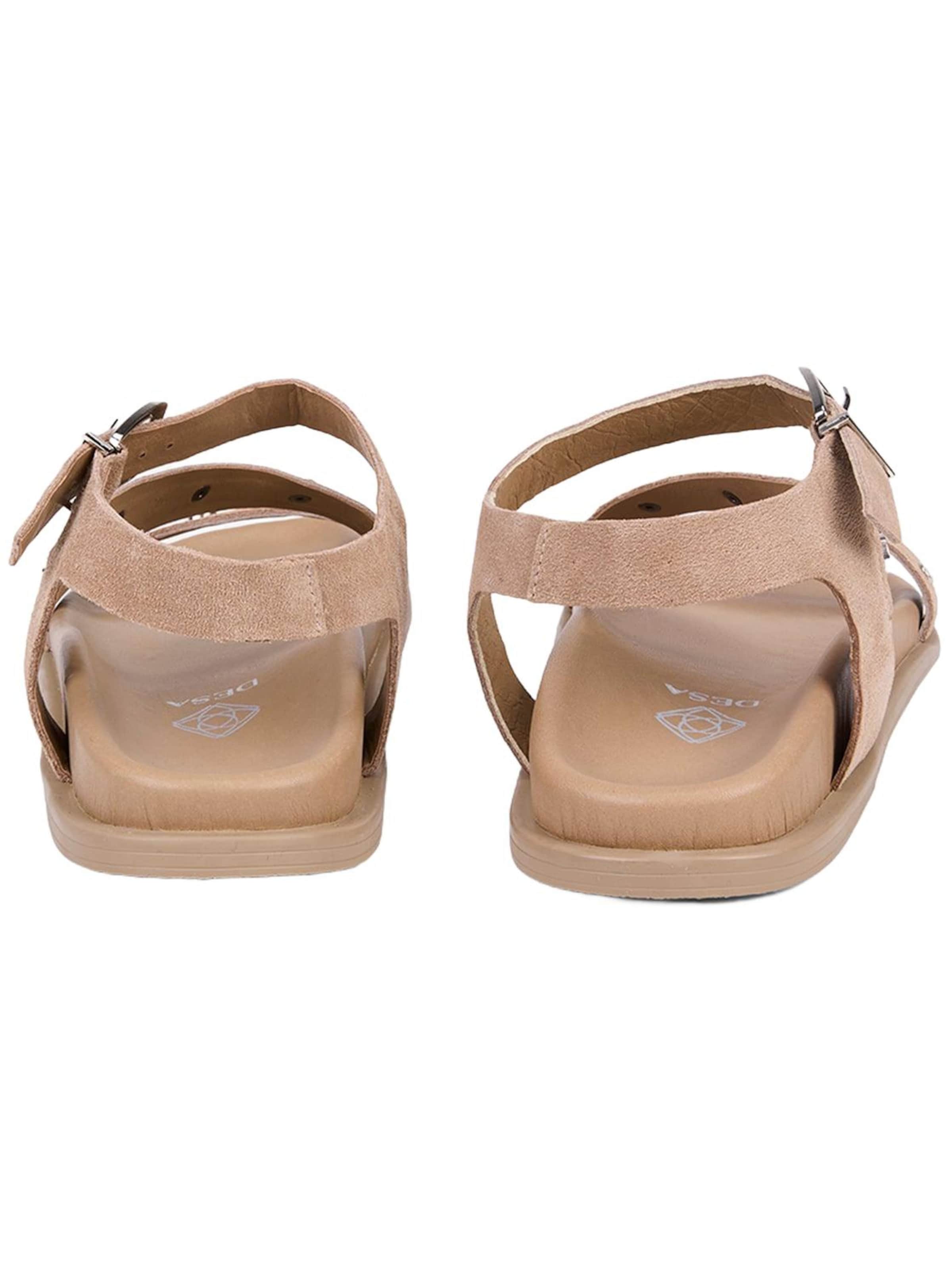 Desa Sandals 'DESA Damen-Sandalen aus Wildleder mit Nietenbesatz' in Beige