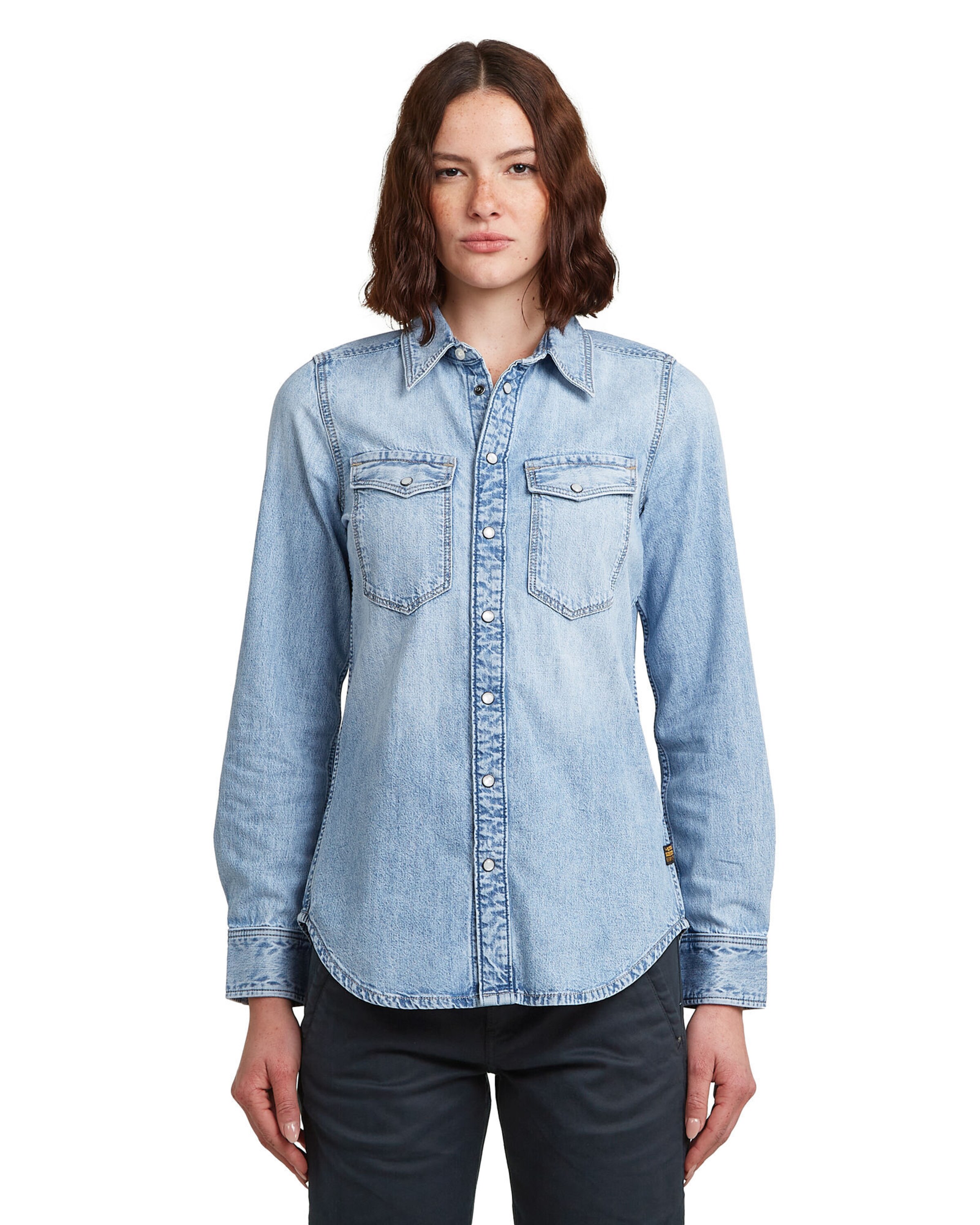 G-STAR Blouse 'Slim Western' in Blue: front