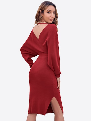 Imily Bela Pletena obleka | rdeča barva: zadnja stran