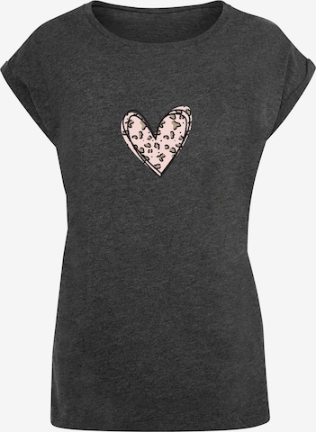T-shirt 'Valentines Day - Leopard Heart' Merchcode en gris : devant