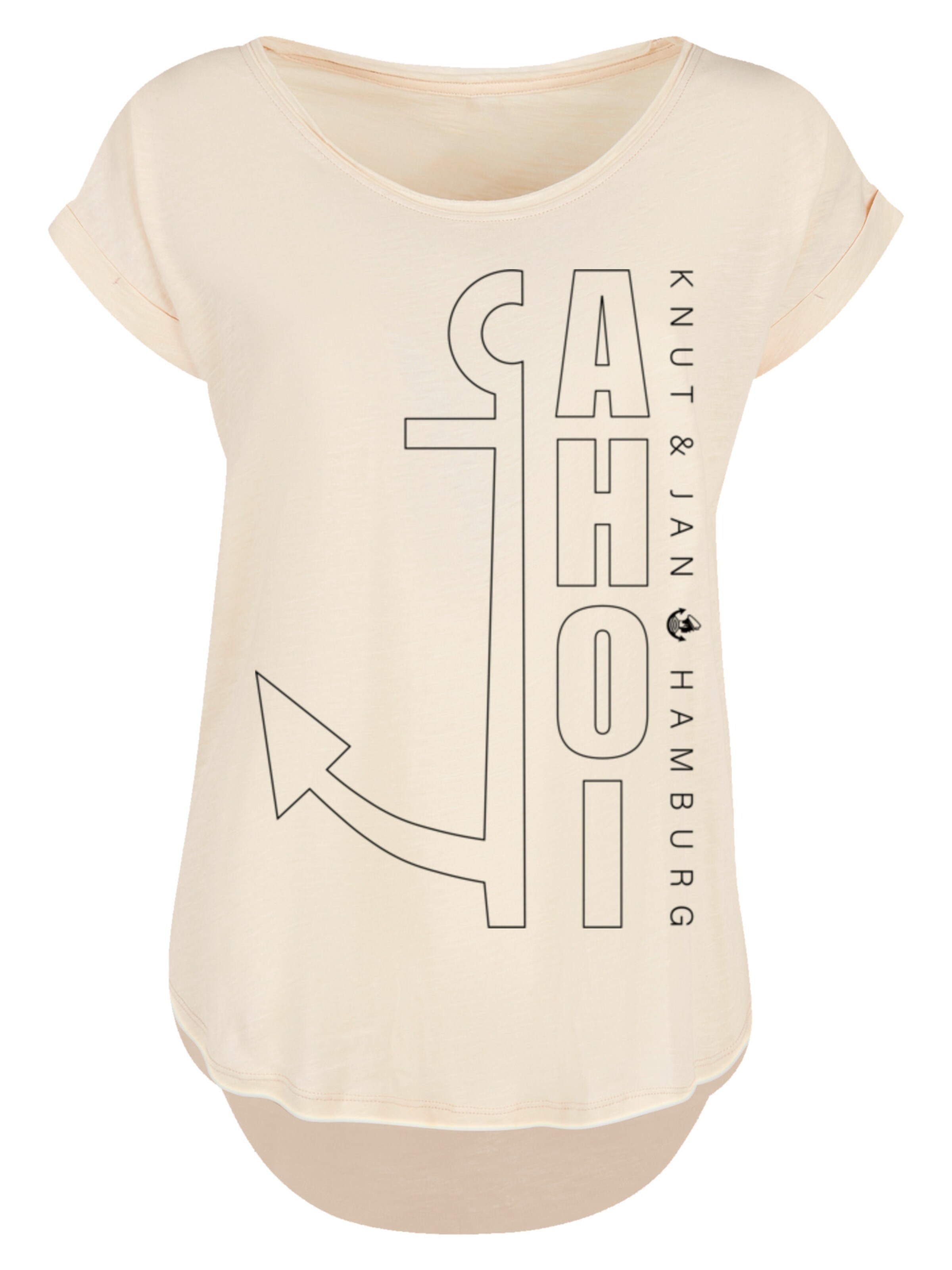 T-shirt 'Ahoi Anker Outlines Knut & Jan Hamburg' F4NT4STIC en beige : devant