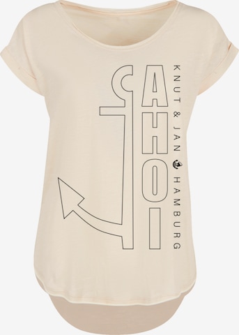 T-shirt 'Ahoi Anker Outlines Knut & Jan Hamburg' F4NT4STIC en beige : devant