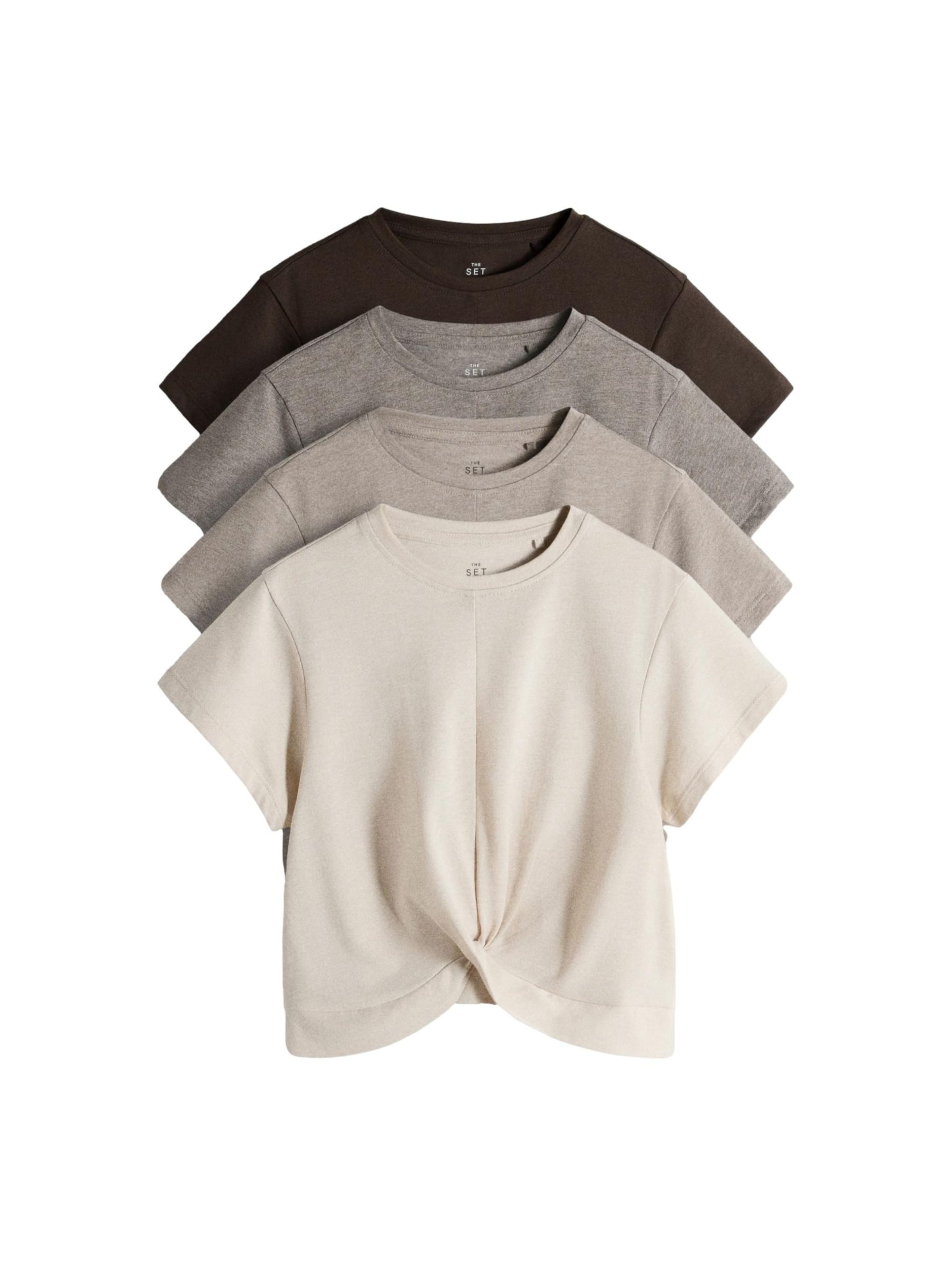 T-Shirt The Set en beige : devant