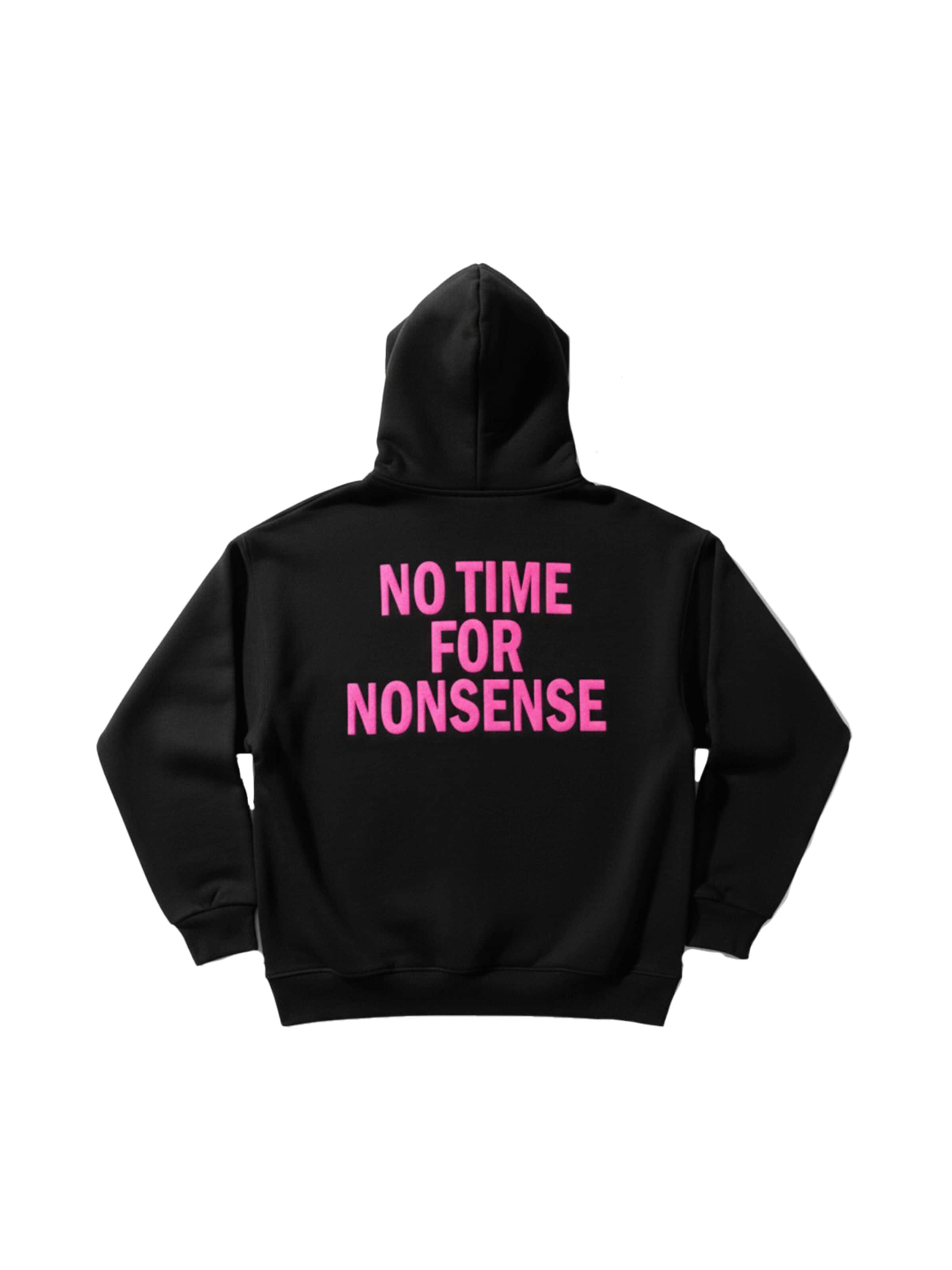 Felpa 'Oversize “No Time for Nonsense” Hoodie - Black' di Kleidermafia in nero: frontale